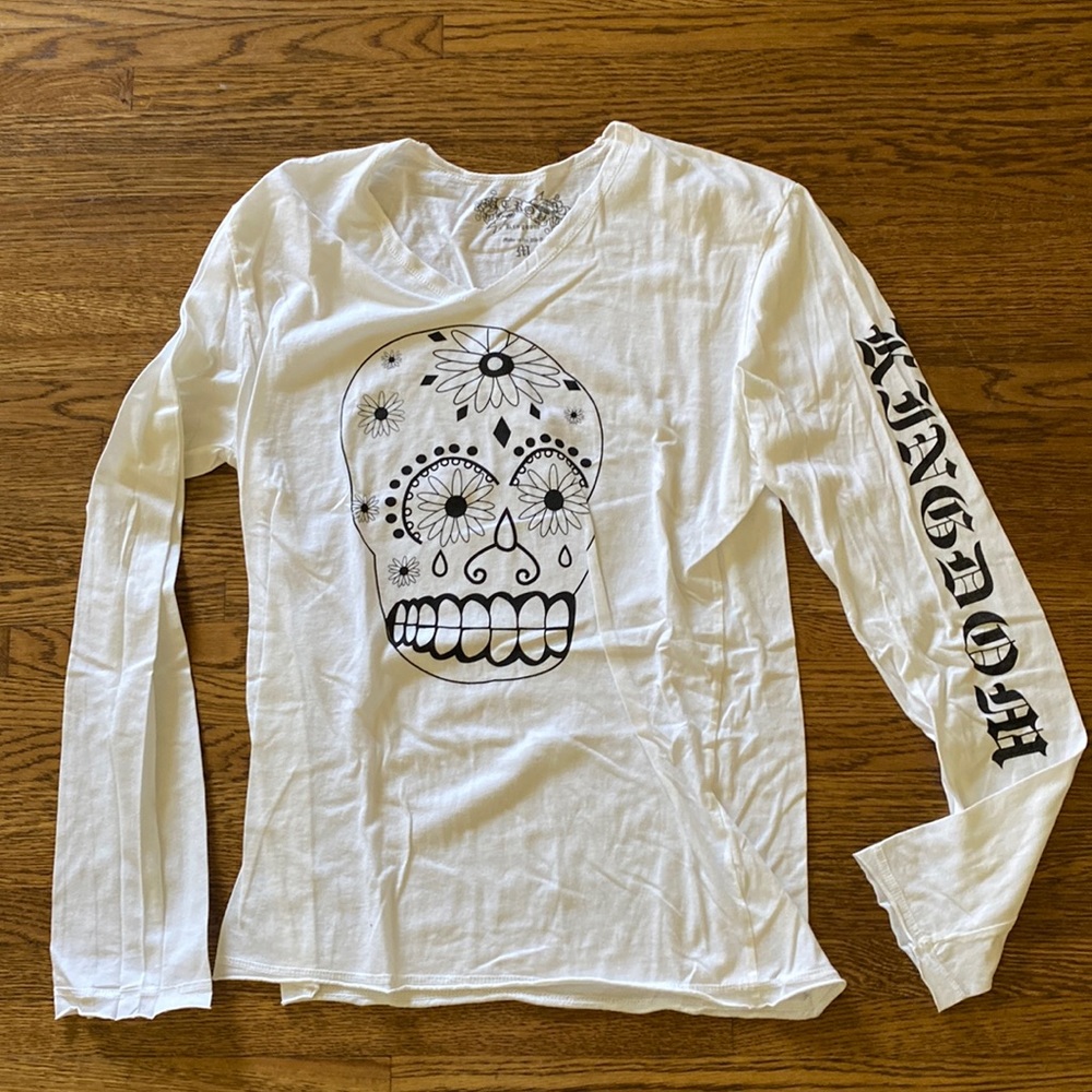 Skull floral shirt, size M